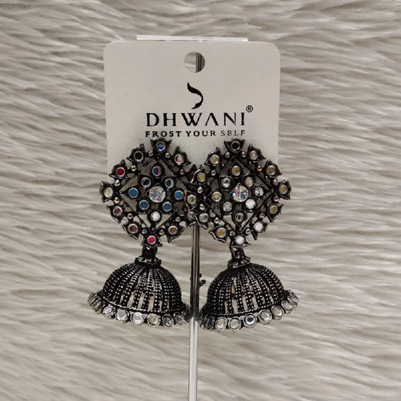 women colorful earrings -Dhwani Black Polish Mirror Dangler Earrings