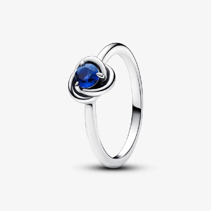 women modern wedding rings -PANDORA : September Princess Blue Eternity Circle Ring