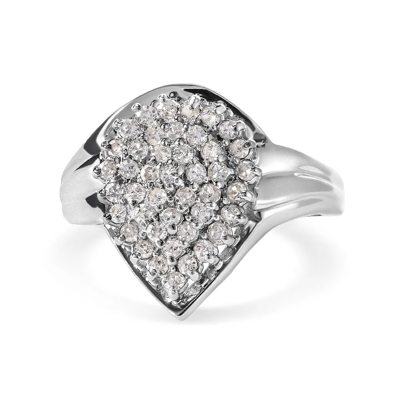 women men’s engagement rings -10K White Gold 1/2 Cttw Diamond Pear Shaped Cluster Ring