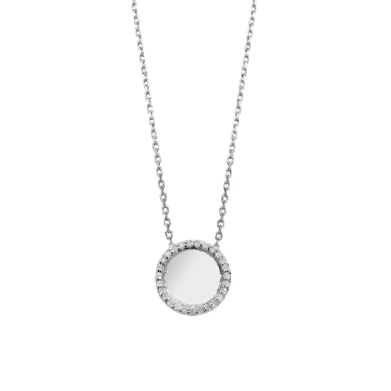 women designer necklaces -Bling! Disc Necklace with Diamond Halo