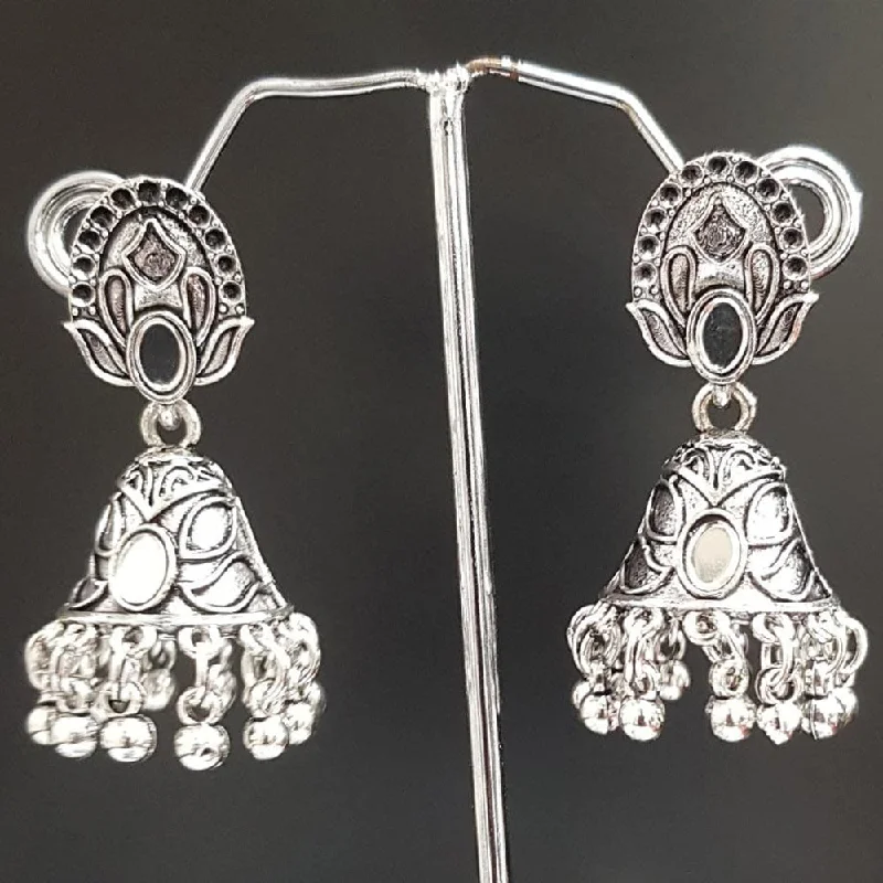 women square earrings -Shreeji Oxidised Plated Jhumki Earrings