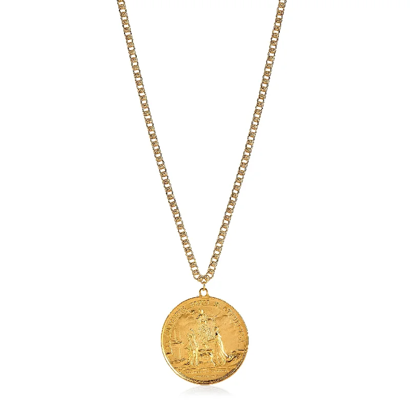 women ruby necklaces -Satin Gold Medallion Necklace