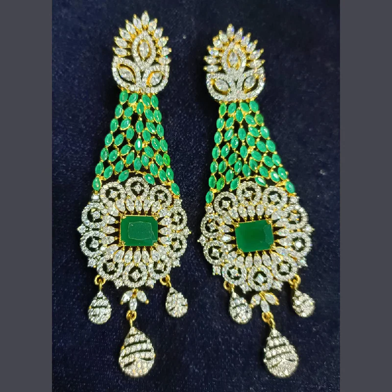 women chic earrings -Jain Jewellers Gold Plated Ad Stone Dangler Earrings