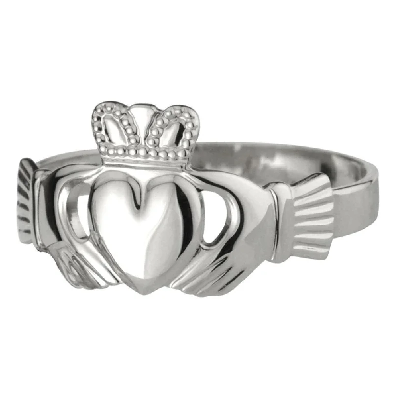 women pear-shaped rings -Ladies Claddagh Ring Puffed Sterling Silver Thick Band Sizes 4-10