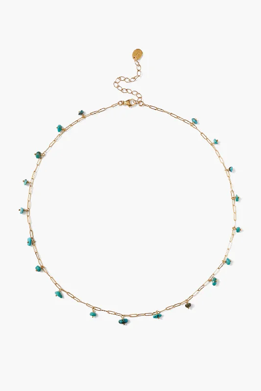 women twisted chain necklaces -Cayman Short Necklace Turquoise