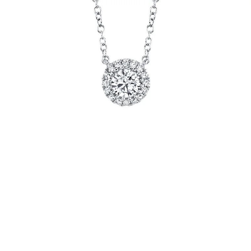 women elegant necklaces -Shy Creation Round Diamond Halo Necklace