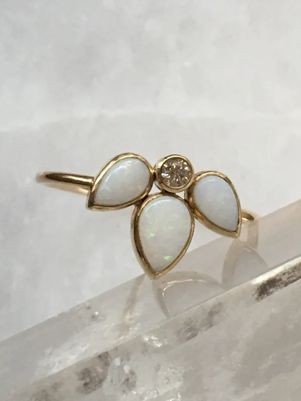 women statement rings -Sunburst Opal & Diamond Ring