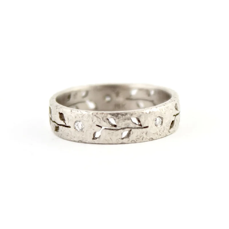 women men’s engagement rings -18k White Gold Leaf Band by Yasuko Azuma