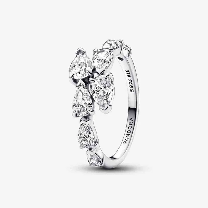 women oval diamond rings -PANDORA : Sparkling Overlapping Band Ring