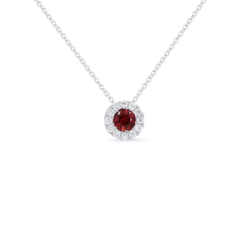 women charm necklaces -Round Ruby & Diamond Necklace