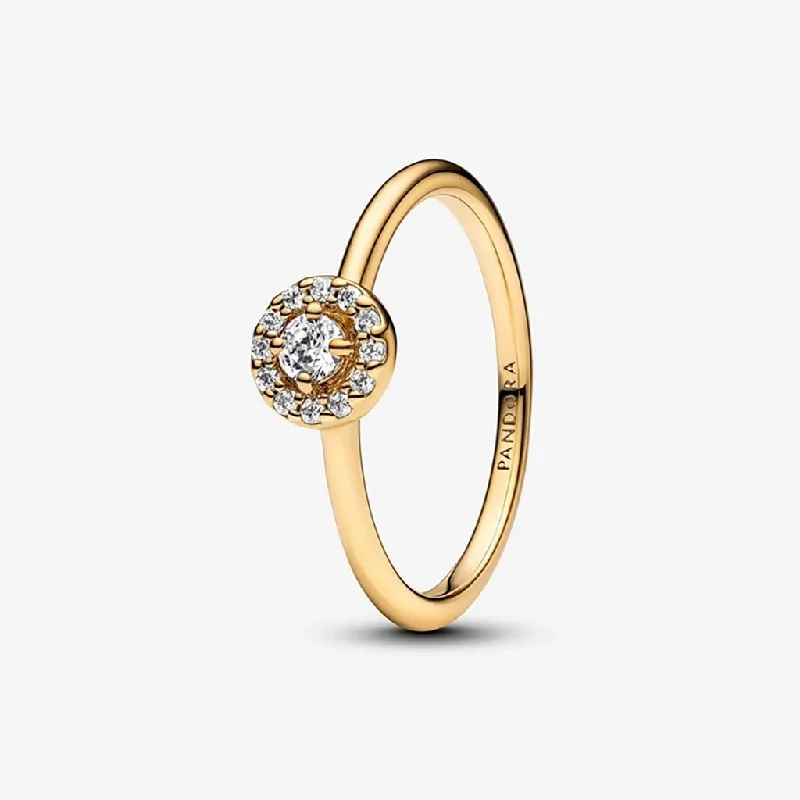 women gold engagement rings -PANDORA : Round Pave Halo Ring