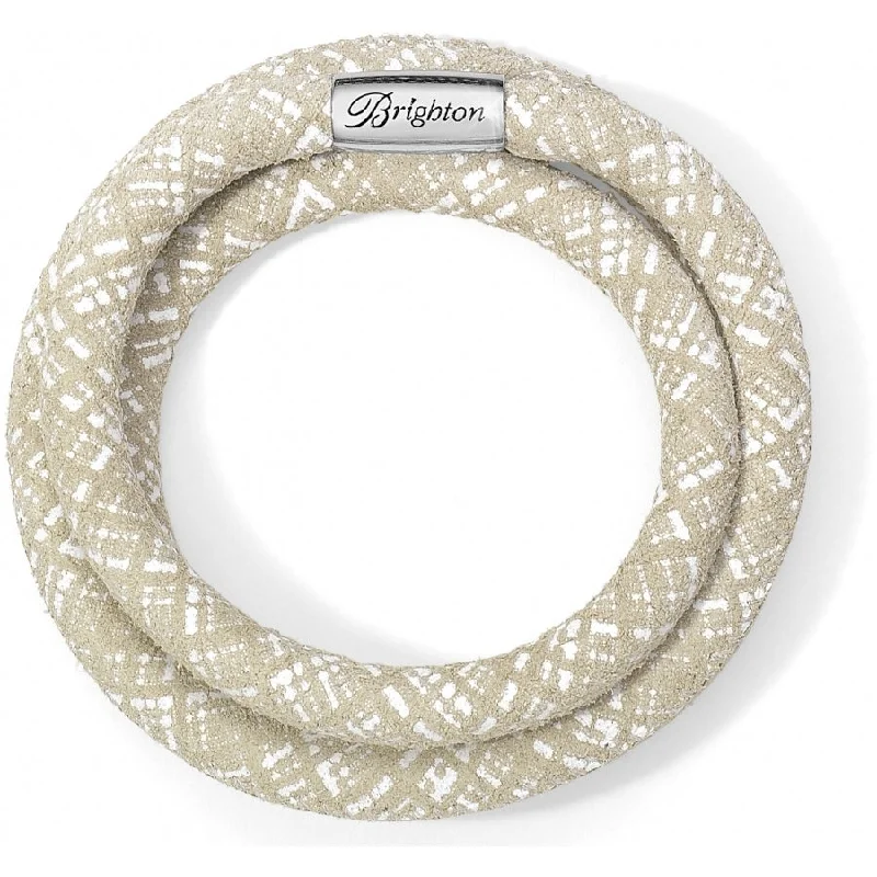 women stackable bangles -Woodstock Metallic Triple Bracelet | White Sand