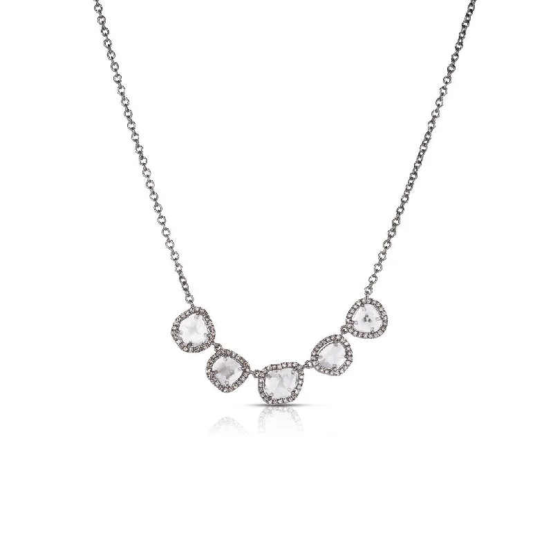 women short necklaces -Tara Mikolay Raw Diamond Five Slice Pendant Necklace