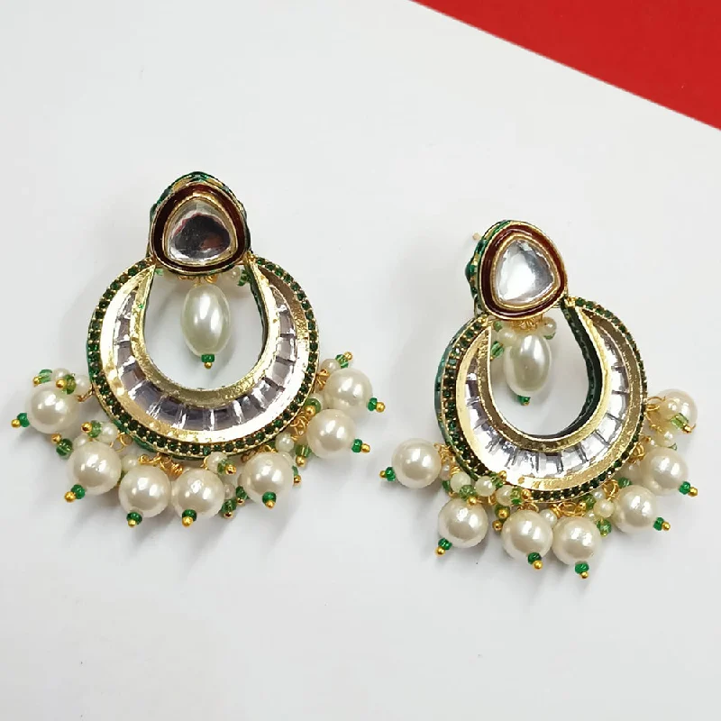 women art deco earrings -Padmawati Bangles Gold Plated Kundan Stone And Pearls Dangler Earrings