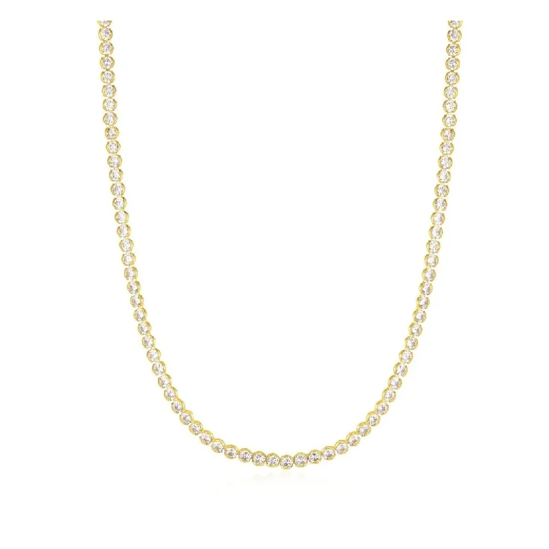 women birthstone necklaces -Eklexic Round CZ Tennis Necklace