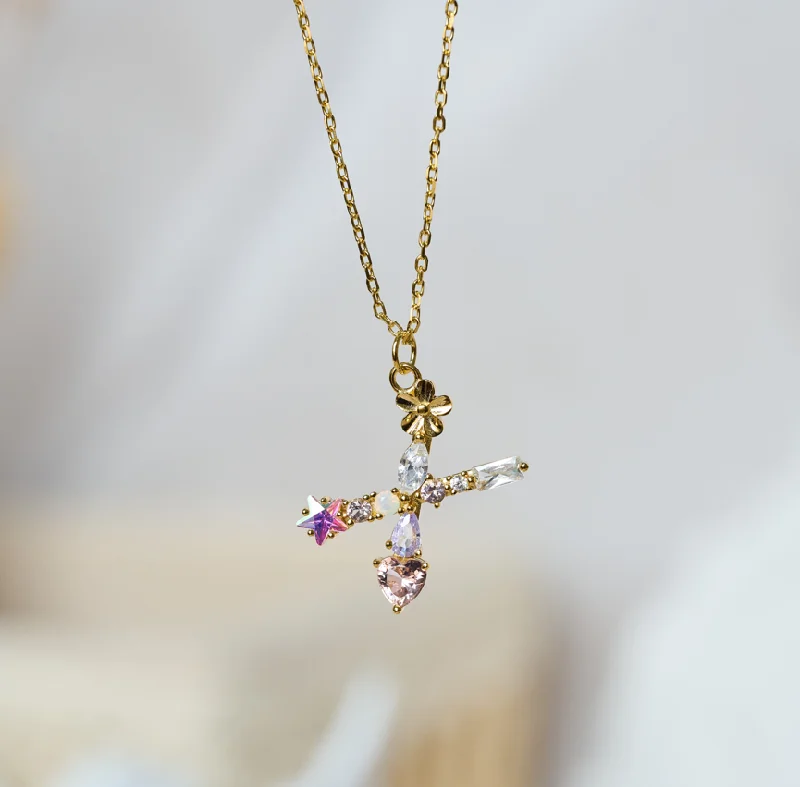 women trendy necklaces -Initial - X