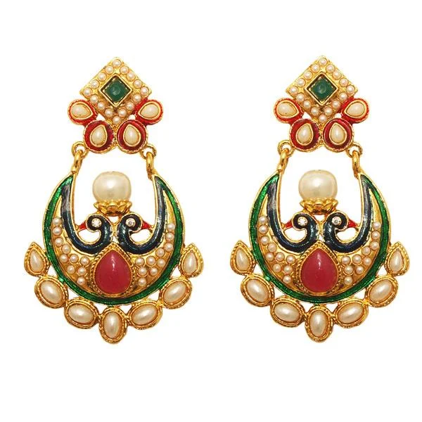 women elegant earrings -Kriaa Multicolor Gold Plated Dangler Peacock Earrings