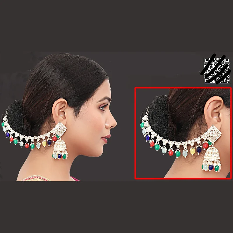 women drop diamond earrings -Abhinandan Kundan Stone And Pearl Kanchain Jhumki Earrings