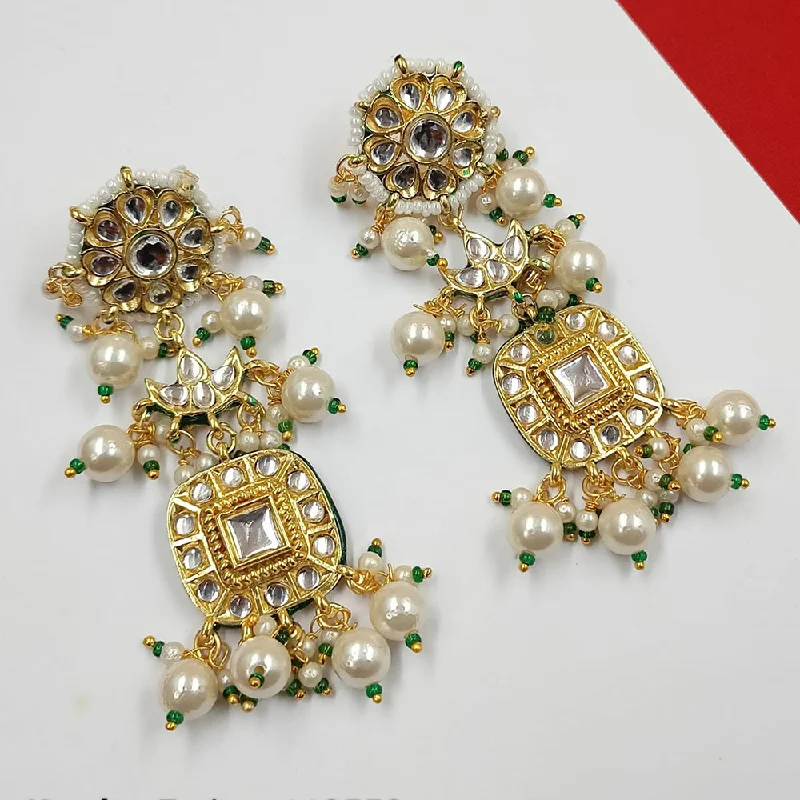 women statement drop earrings -Padmawati Bangles Gold Plated Kundan Stone And Pearls Dangler Earrings