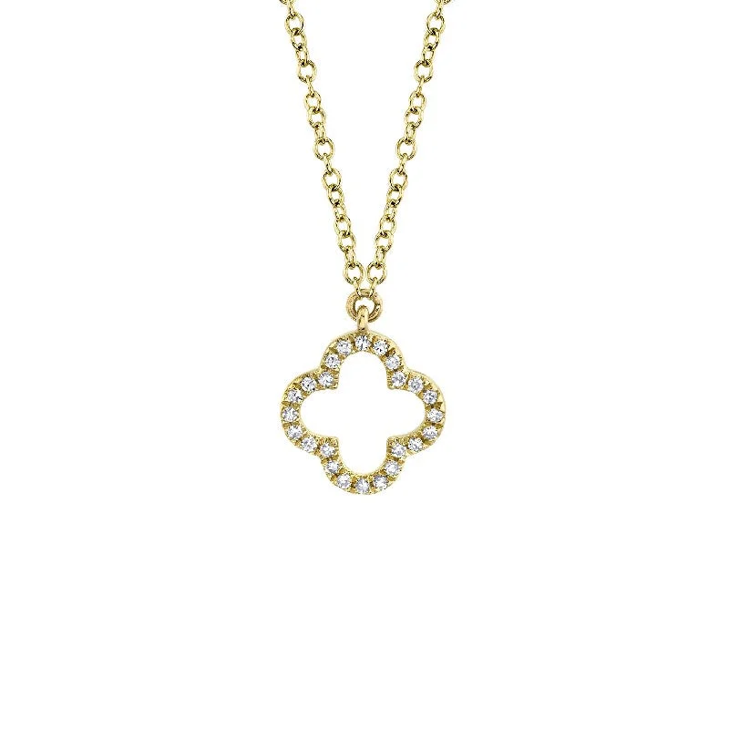 women chunky necklaces -Shy Creation Open Clover Diamond Necklace