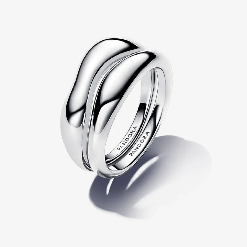 women luxury rings -PANDORA : Organically Shaped Stacking Rings in Sterling silver