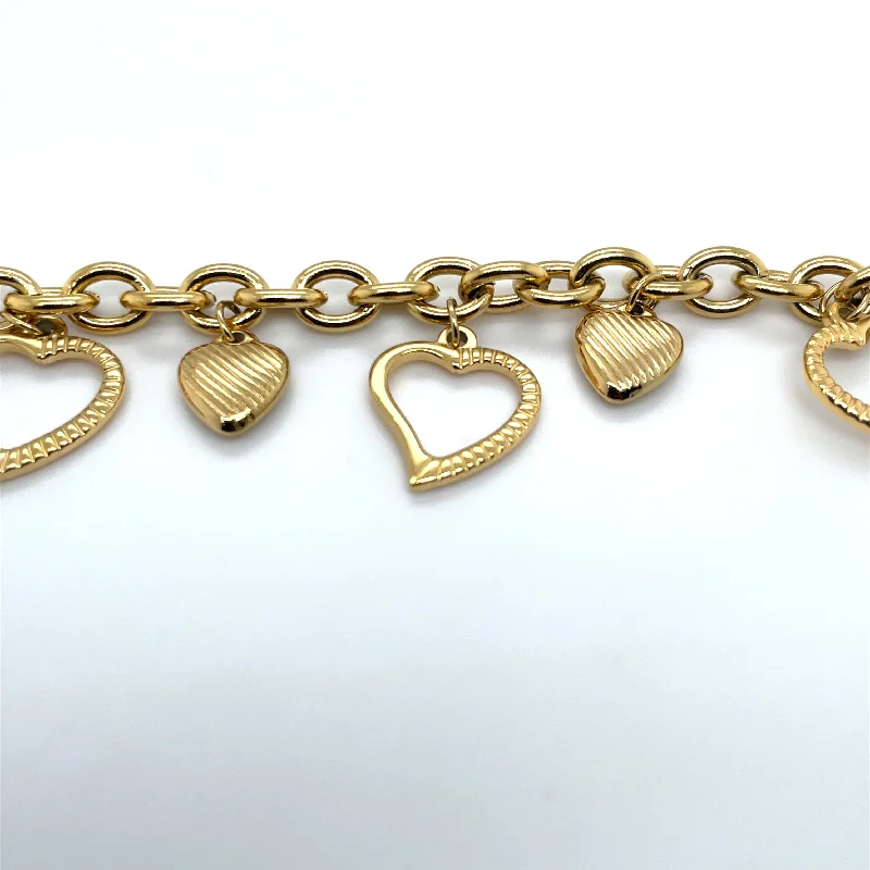 women wide cuff bracelets -18k Gold Plated Heart Charm Bracelet Ref: BR232601G