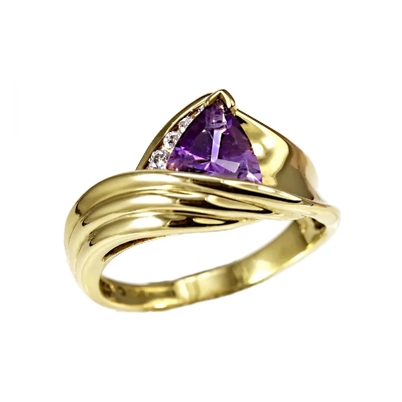 women two-tone rings -SPECIAL ORDER - 14K Gold Amethyst & Diamond Ring