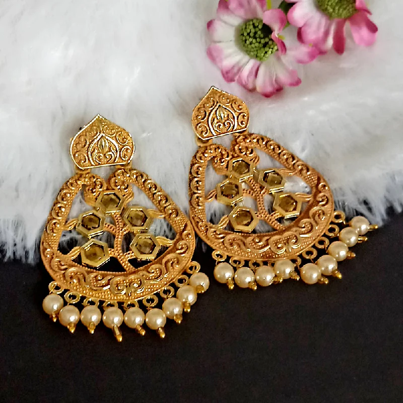 women delicate earrings -Woma Yellow Matte Meenakari Dangler Beads Drop Earrings