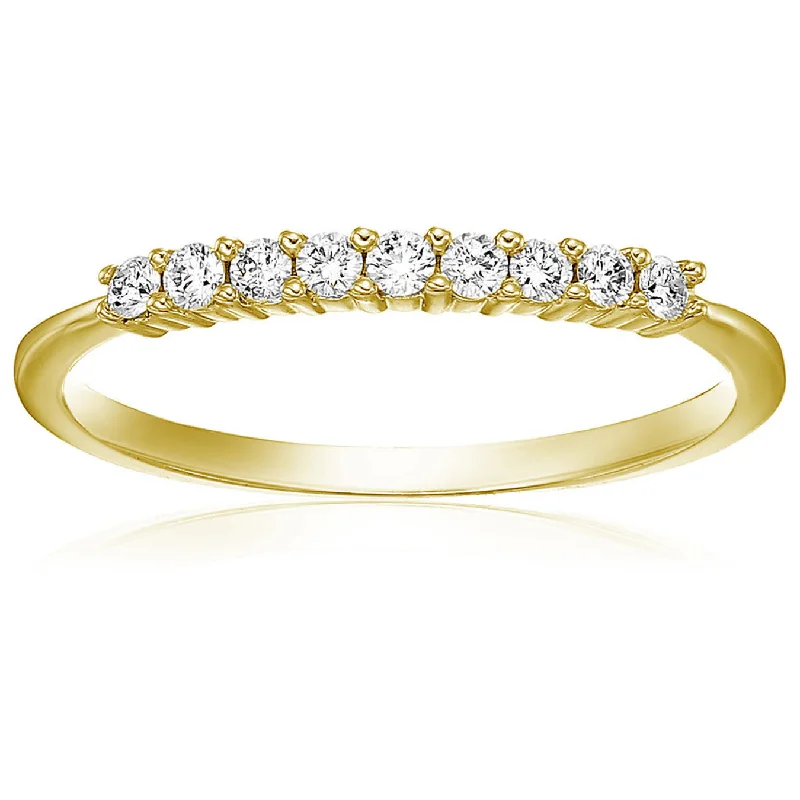 women halo diamond engagement rings -1/5 cttw Petite Diamond Wedding Band in 10K Gold 9 Stones Round