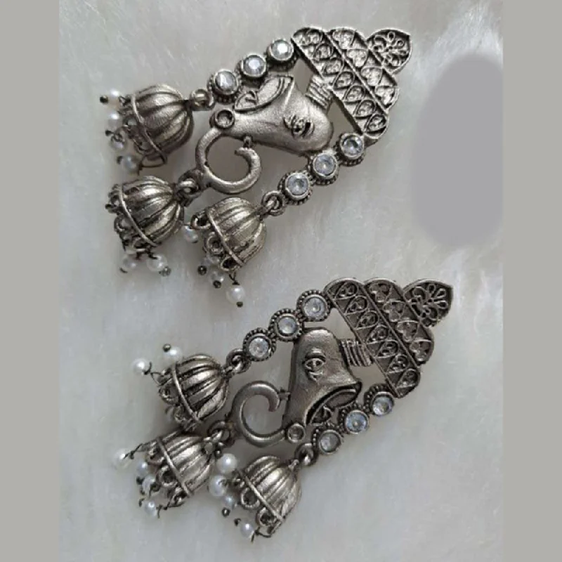 women simple earrings -Bhavi Jewels Oxidized Plated Ganesha Dangler Earrings