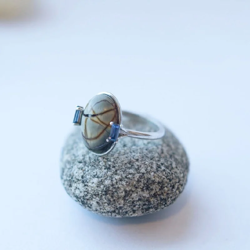 women chic rings -SALE! Jasper and Sapphire Push Over Ring by Faeber Studio