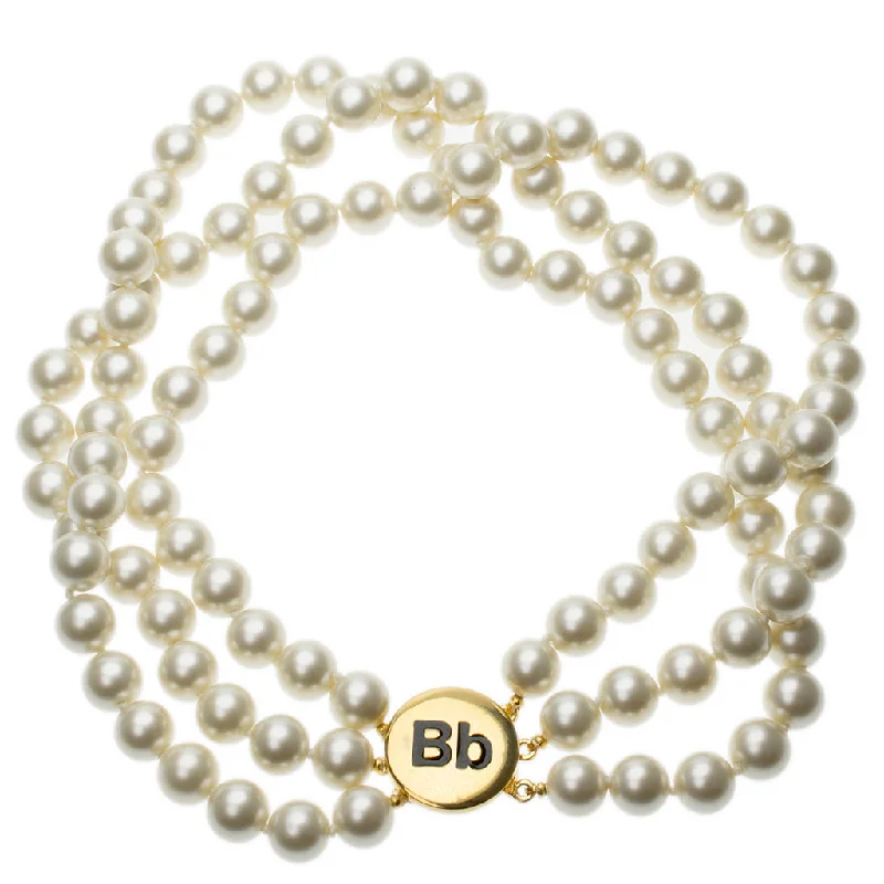 women unique charm necklaces -Barbara Bush 3 Row Cultura Pearl "Bb" Clasp Necklace