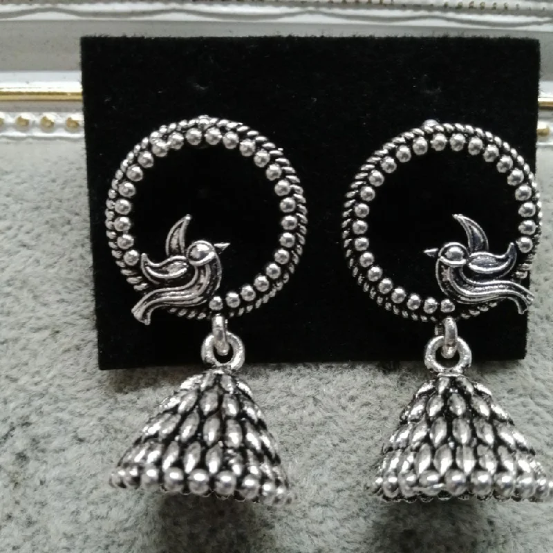 women silver drop earrings -Bhavi Jewels Oxidised  Plated Pack Of 24  Jhumki Earrings - TAHEAR80