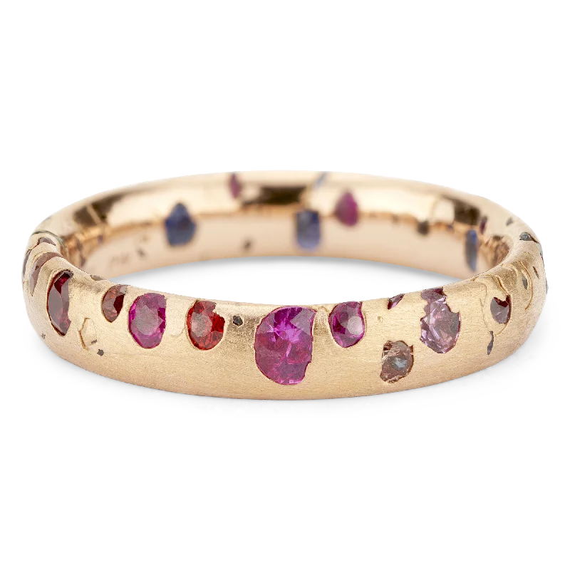 women gemstone eternity rings -Rainbow Confetti Ring in Rose - Made to Order