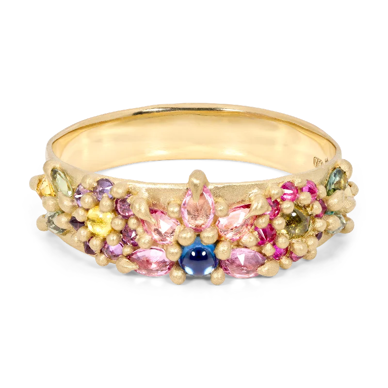 women custom wedding bands -Rainbow Daisy Garland Ring - Made to Order