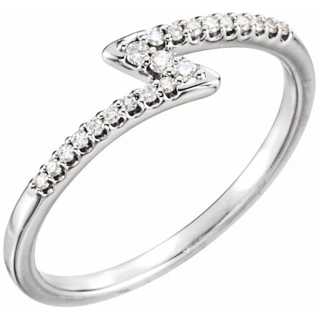 women anniversary rings -White Gold Thunder Diamond Stackable Ring