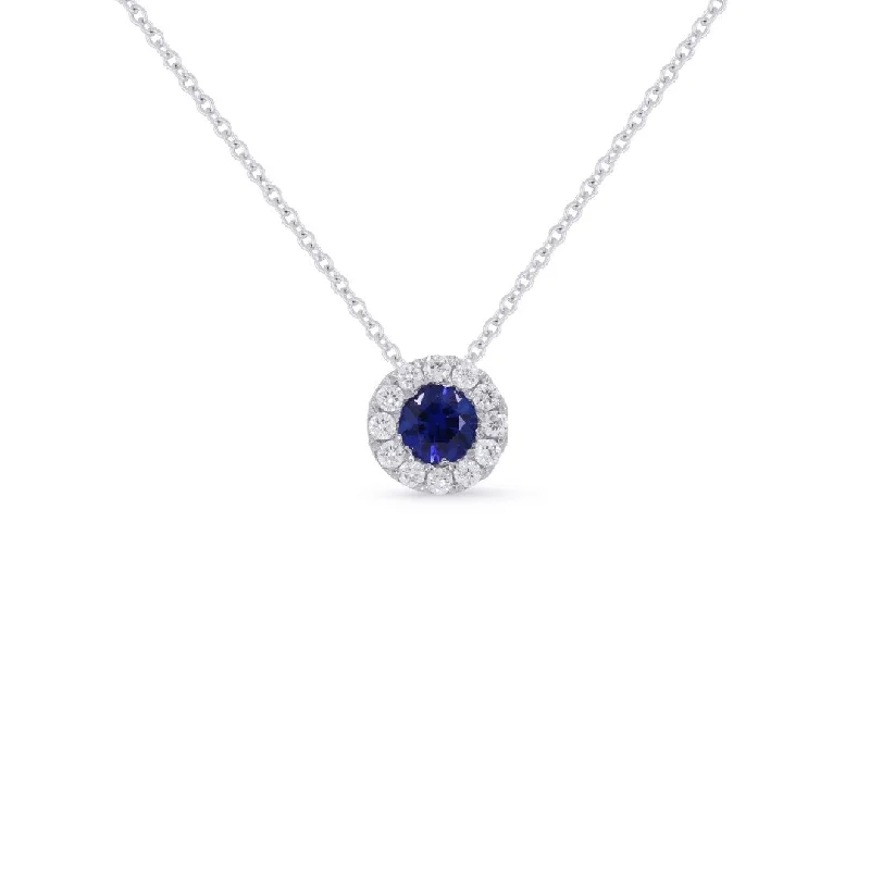 women vintage necklaces -Round Sapphire & Diamond Necklace