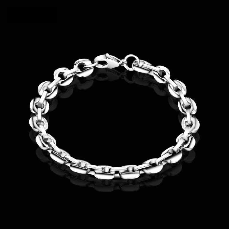 women pearl bangles -High Polished Tungsten Chain Bracelet