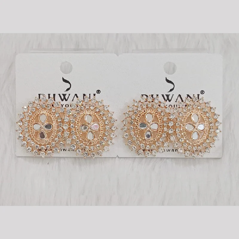 women chic earrings -Dhwani Gold Plated Austrian Stone And Mirror Studs Earrings