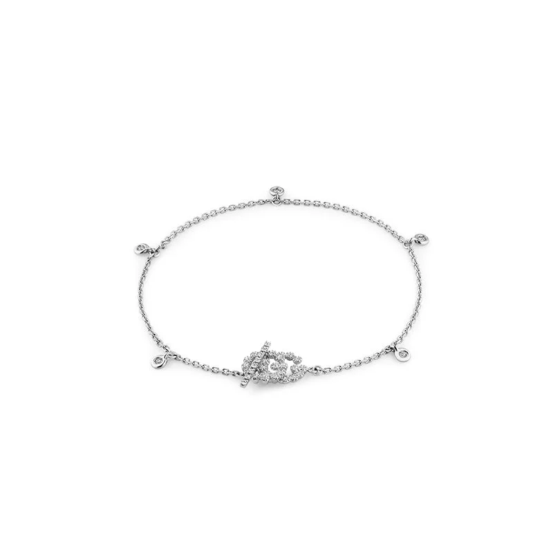 women engraved cuff bracelets -Gucci GG Running White Gold Diamond Toggle Bracelet YBA481671002