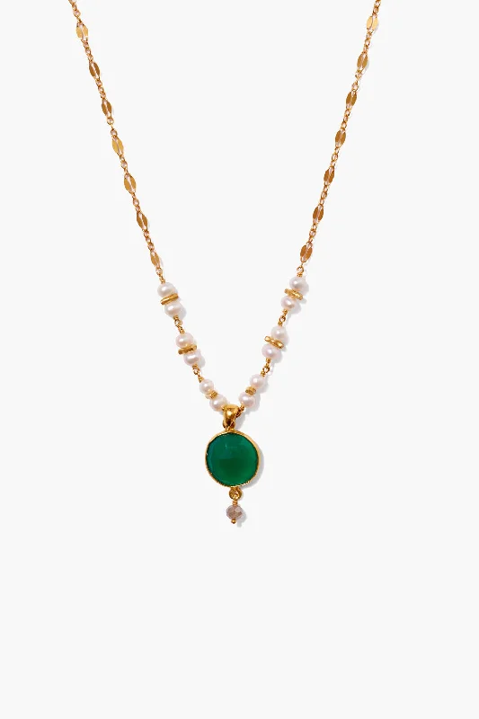 women vintage necklaces -Aventurine Mix and Pearl Penina Pendant Necklace