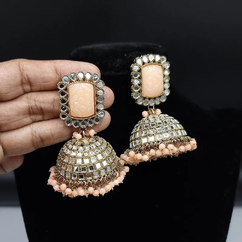 women star earrings -JCM Gold Plated Mirror And Pearls Jhumki