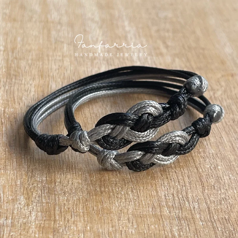 women wire bracelets -Bayside, His and Hers Couples Bracelets, Black and Gray, Choose color, Waterproof