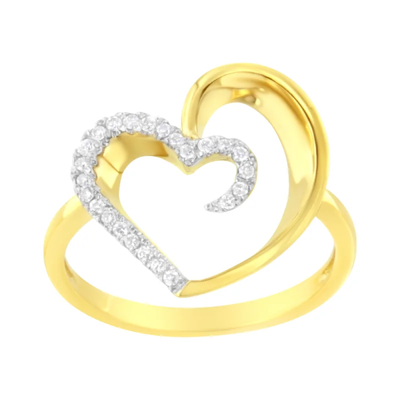 women oval diamond engagement rings -14KT Yellow Gold 1/10 ctw. Diamond Heart Shape Ring