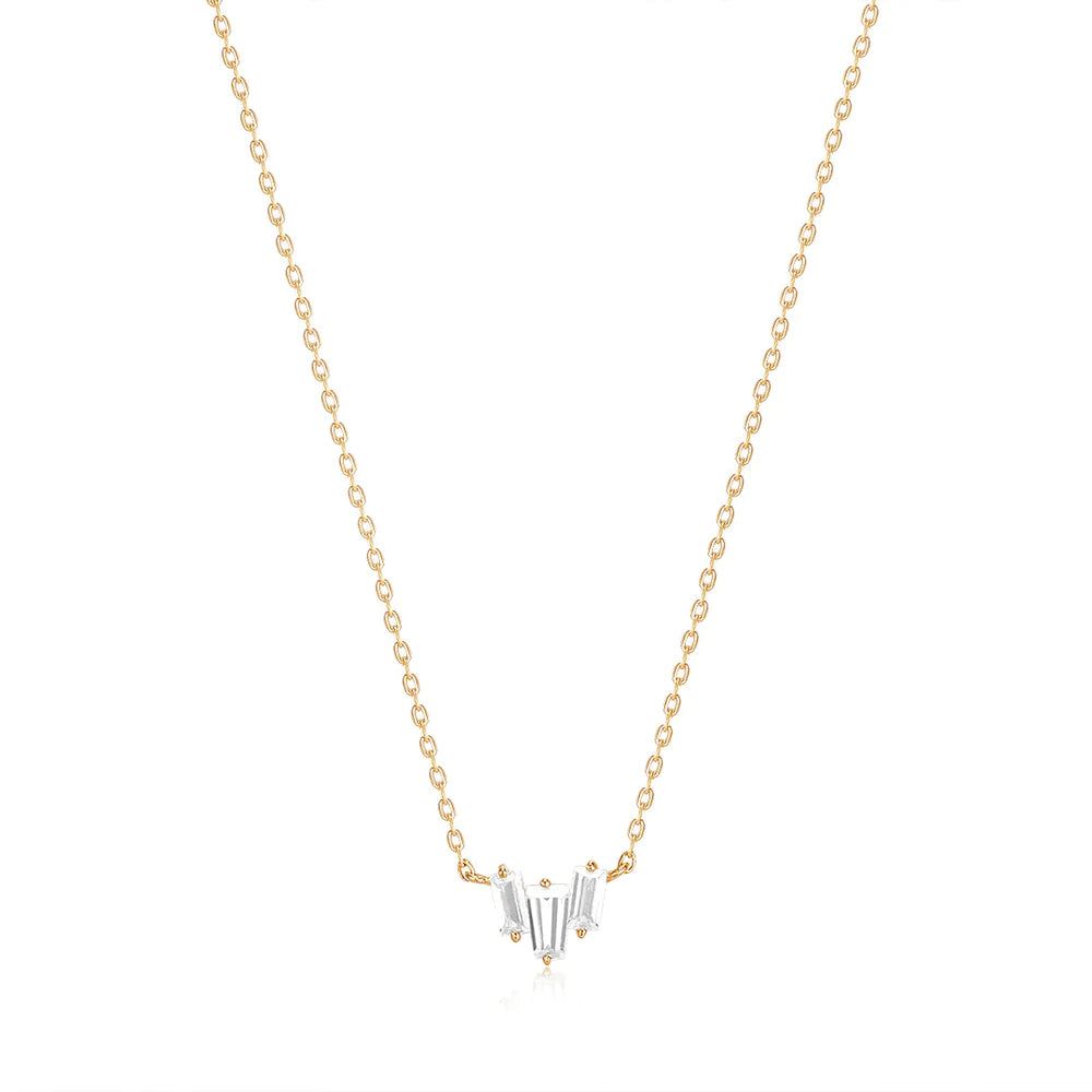 women rose gold necklaces -AURELIE GI Jaci Baguette White Sapphire Necklace