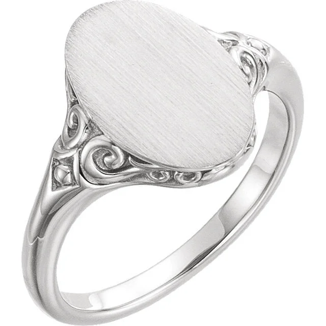 women eternity engagement rings -Sterling Silver Oval Signet Ring