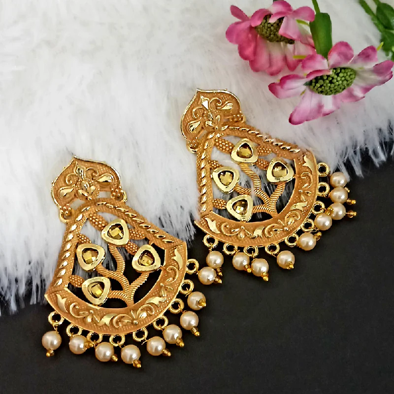 women diamond stud earrings -Woma Matte Yellow Meenakari Dangler Beads Drop Earrings