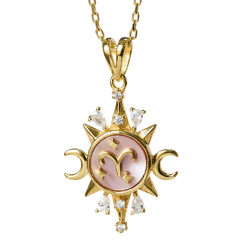 women halo necklaces -Celestial Horoscope Pendant - Aries