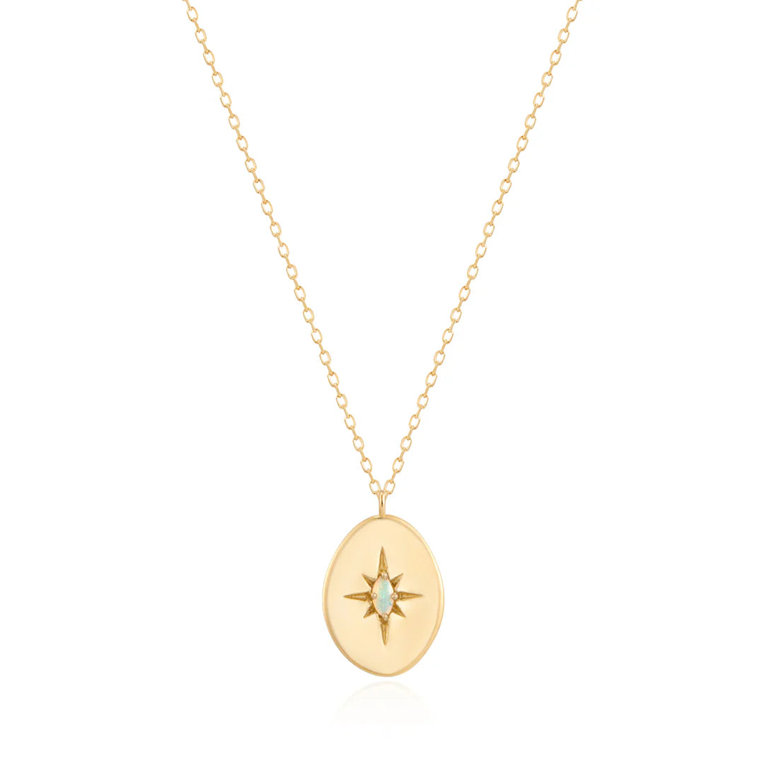 women bridal necklaces -AURELIE GI Elara Opal Disc Necklace