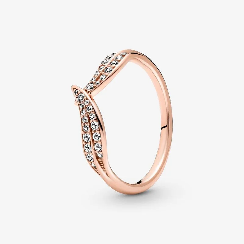 women custom rings -PANDORA : Sparkling Leaves Ring in Rose Gold